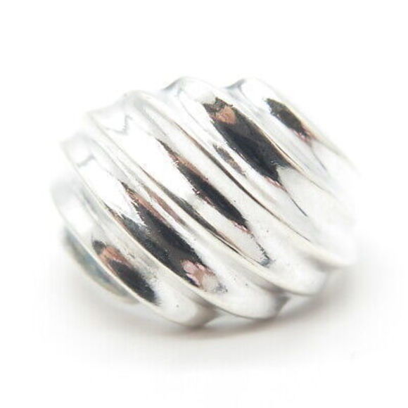 925 Sterling Silver Vintage Ribbed Ring Size 5.5 - Picture 3 of 8